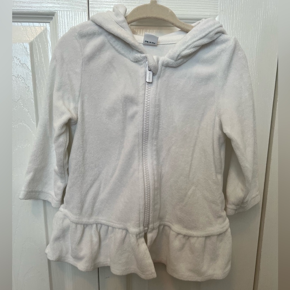 Old Navy White Kids Terry cloth Beach Cover up with Ruffle Hem